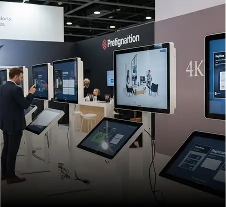 AV equipment rental setup for trade show booth near Kennedy Space Center.